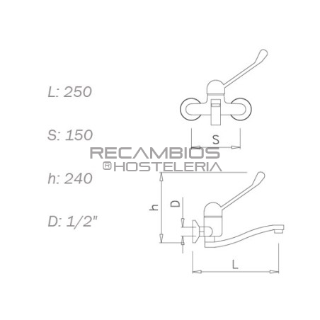 Grifo monomando pared de codo barato