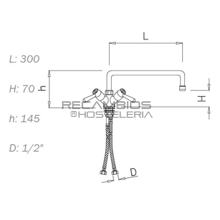 Grifo bajo de dos aguas 1/4 vuelta