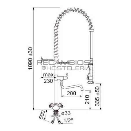 Grifo ducha industrial con caño