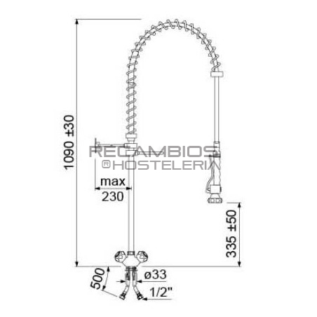 Grifo ducha industrial 2 aguas