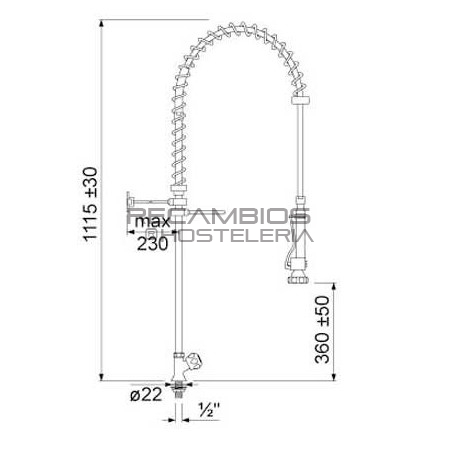 Grifo ducha industrial 1 agua