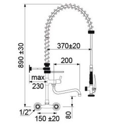 Grifo ducha mural con caño