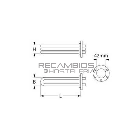 Resitencia 2800W para calderín ø 42mm