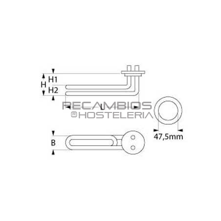 Resistencia lavavajillas Jemi ø 47,5mm