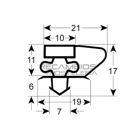 Junta frigorífico perfil 9750 An 590mm L 1537mm