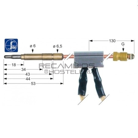 Termopar interrumpido 9 x 1 - Largo 1000 mm