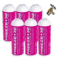 6 Botellas Gas Ecologico Refrigerante Freeze Organico +32 350Gr Sustituto R32, R410A