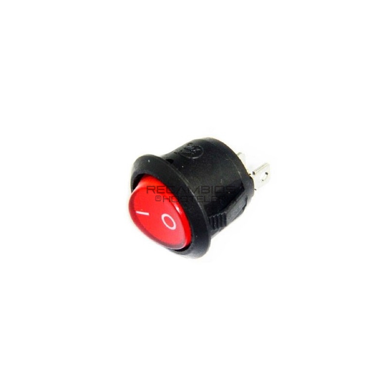 Interruptor rojo redondo basculante 2 faston